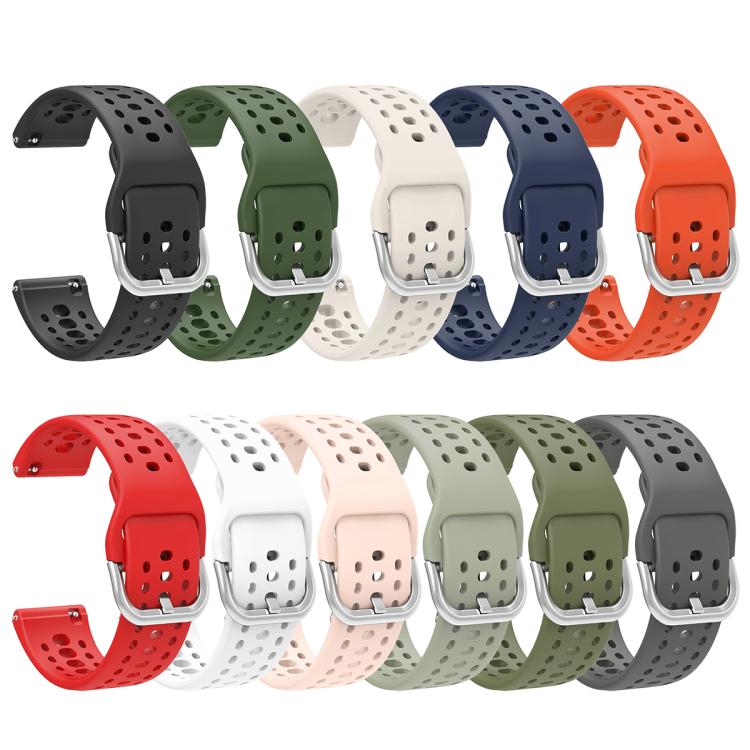 Silver Buckle Solid Color Silicone Watch Band