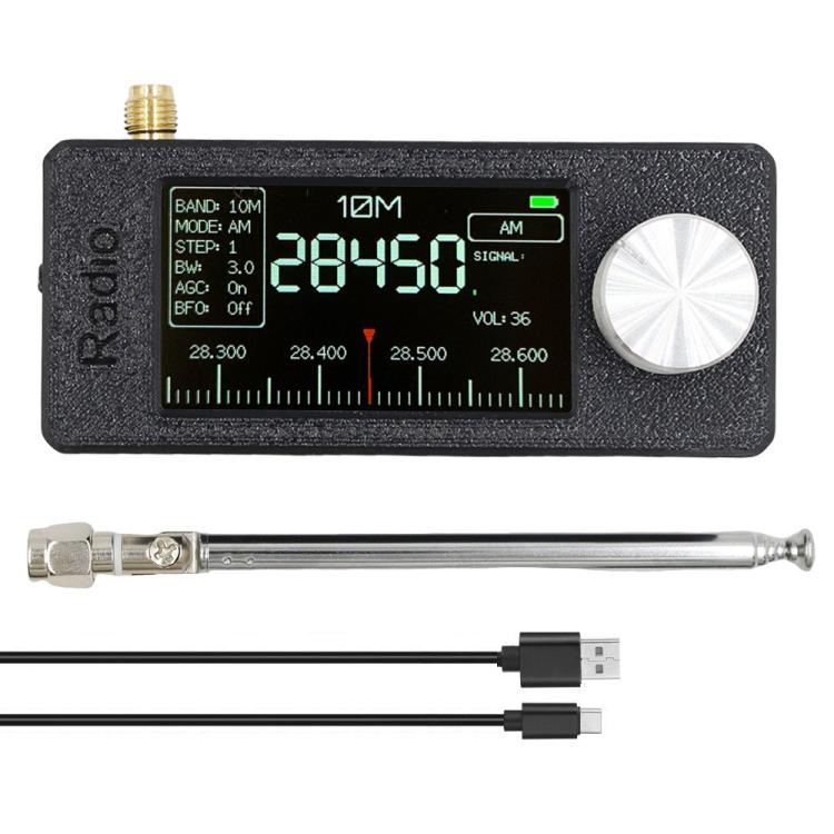 SI4732 1.9 inch IPS Display Portable Radio 0.5-108 MHz LSB USB AM FM Pocket Mini Radio, Telescopic Antenna + USB, Black Round Antenna + USB, Red Round Antenna + USB, Blue Round Antenna + USB