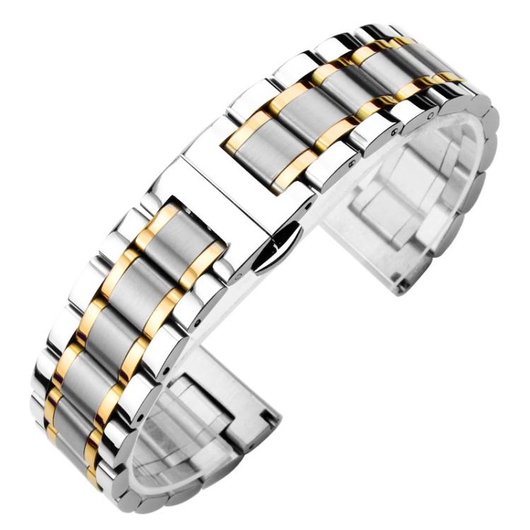 xDfind Five-bead Solid Stainless Steel Butterfly Buckle Watch Band