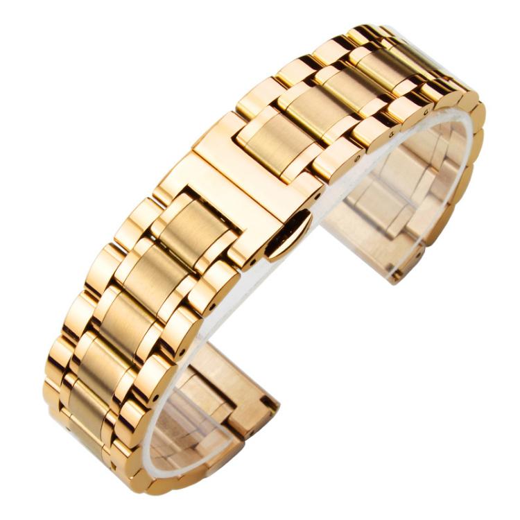 xDfind Five-bead Solid Stainless Steel Butterfly Buckle Watch Band