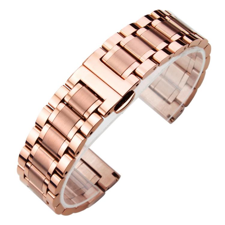 xDfind Five-bead Solid Stainless Steel Butterfly Buckle Watch Band