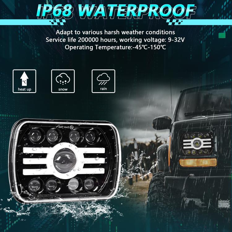 Y19 H4 7 inch Car Sun Style Square Modified Headlight for Jeep Wrangler, Y19