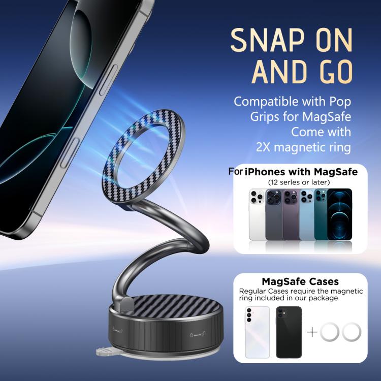 H3 Folding Vacuum Adsorption Magnetic Car Phone Holder, H3