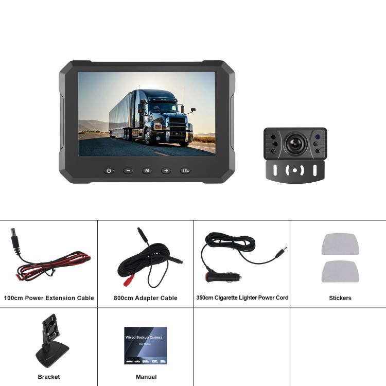 5 inch Digital Wired 1 to 1 Reversing Display Screen Car Central Control Machine Set, With Europe Short License Plate Holder, With North America Long License Plate Holder