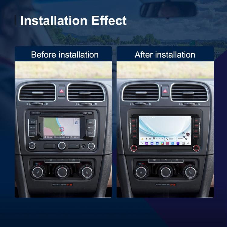 For Volkswagen Android 15 7 inch Horizontal Screen Car Player Car Central Control Navigation with Dual USB Ports, Standard, Standard+AHD+Microphone