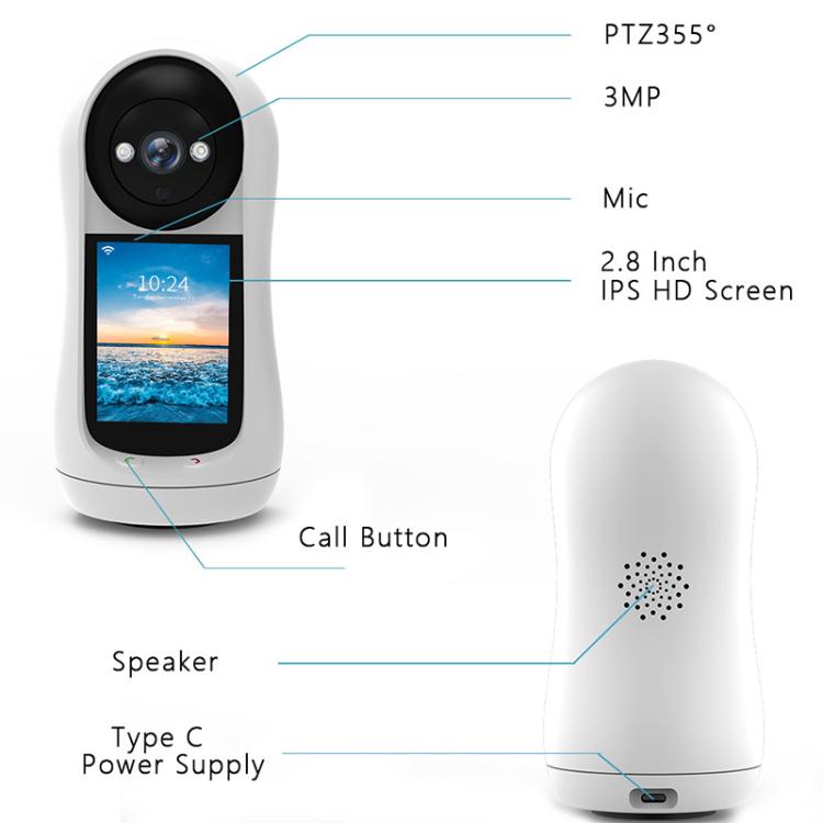 V5 2MP Home HD Full Color Two-Way Video Call Camera Support One-Click Call, EU Plug, US Plug