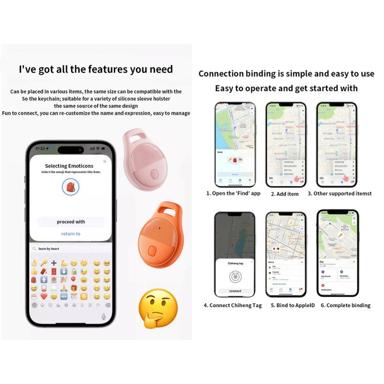 JHX05 iOS Mini GPS Global Smart Location Tracker Anti-lost Device, iOS (Black), iOS (White), iOS (Pink), iOS (Orange)