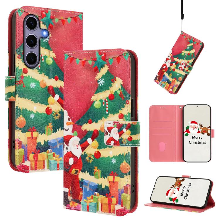 Christmas Series Buckle Leather Phone Case with Hand Strap