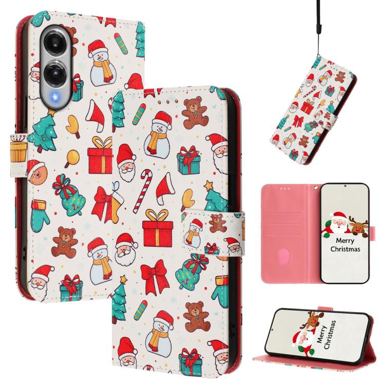 Christmas Series Buckle Leather Phone Case with Hand Strap