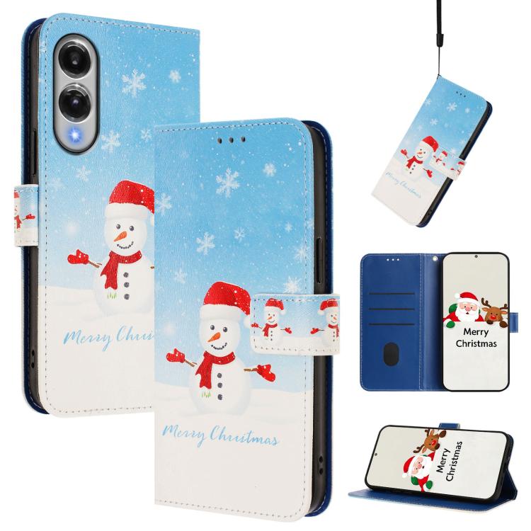 Christmas Series Buckle Leather Phone Case with Hand Strap
