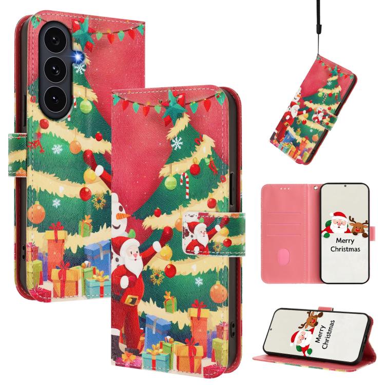 Christmas Series Buckle Leather Phone Case with Hand Strap
