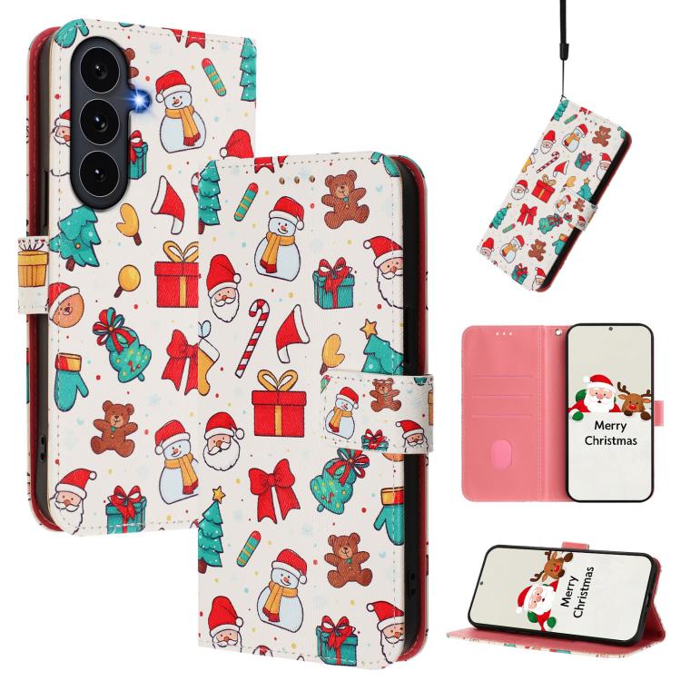Christmas Series Buckle Leather Phone Case with Hand Strap