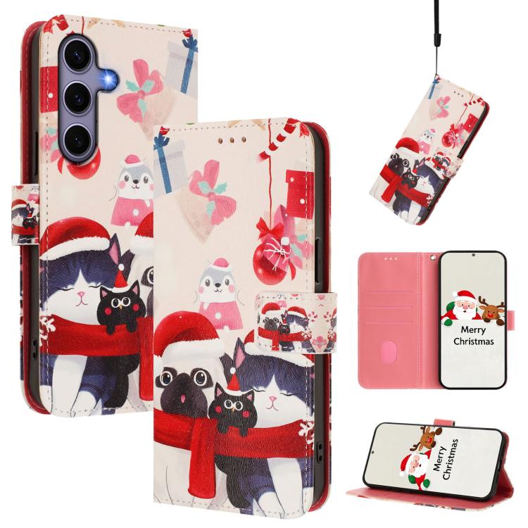 Christmas Series Buckle Leather Phone Case with Hand Strap