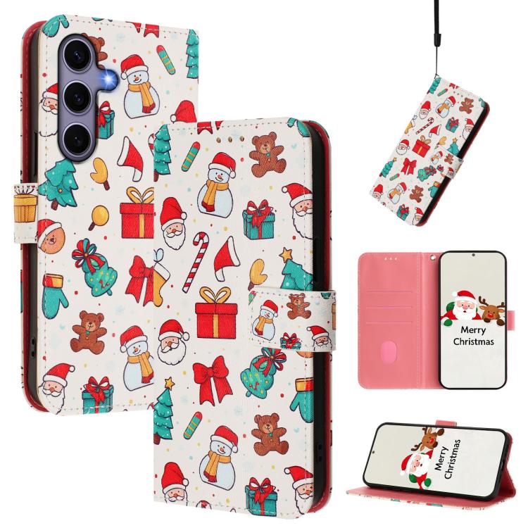 Christmas Series Buckle Leather Phone Case with Hand Strap