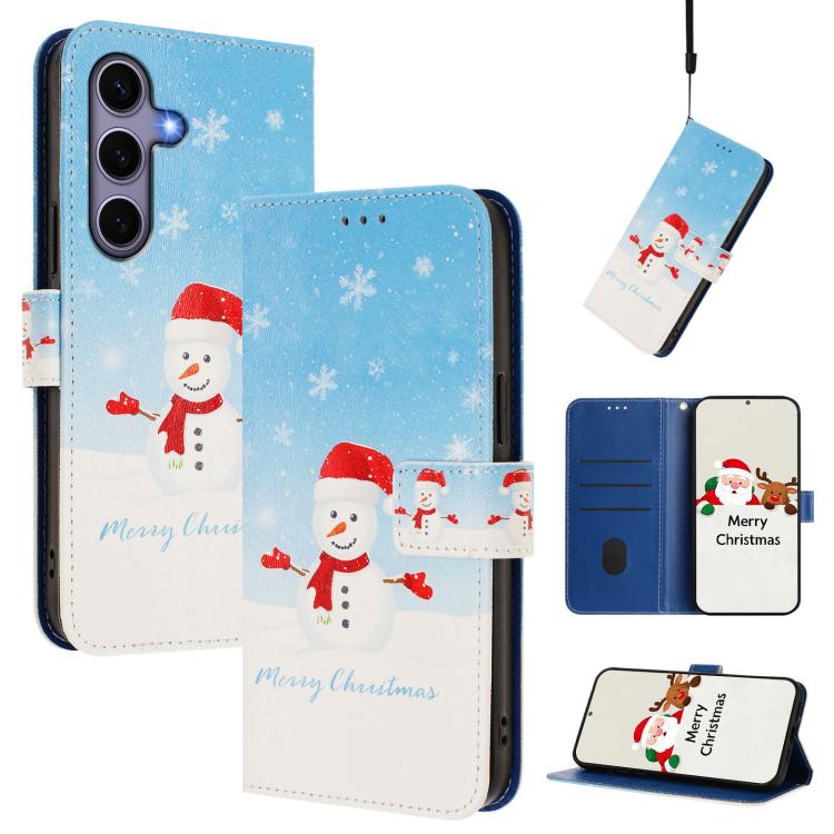 Christmas Series Buckle Leather Phone Case with Hand Strap