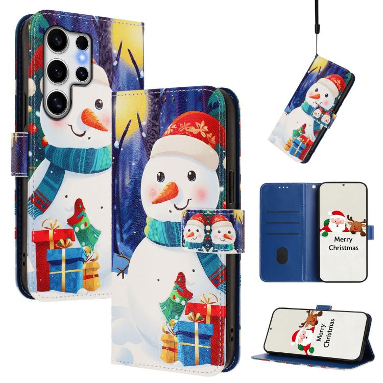 Christmas Series Buckle Leather Phone Case with Hand Strap