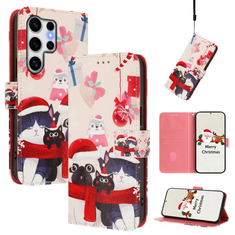 Christmas Series Buckle Leather Phone Case with Hand Strap