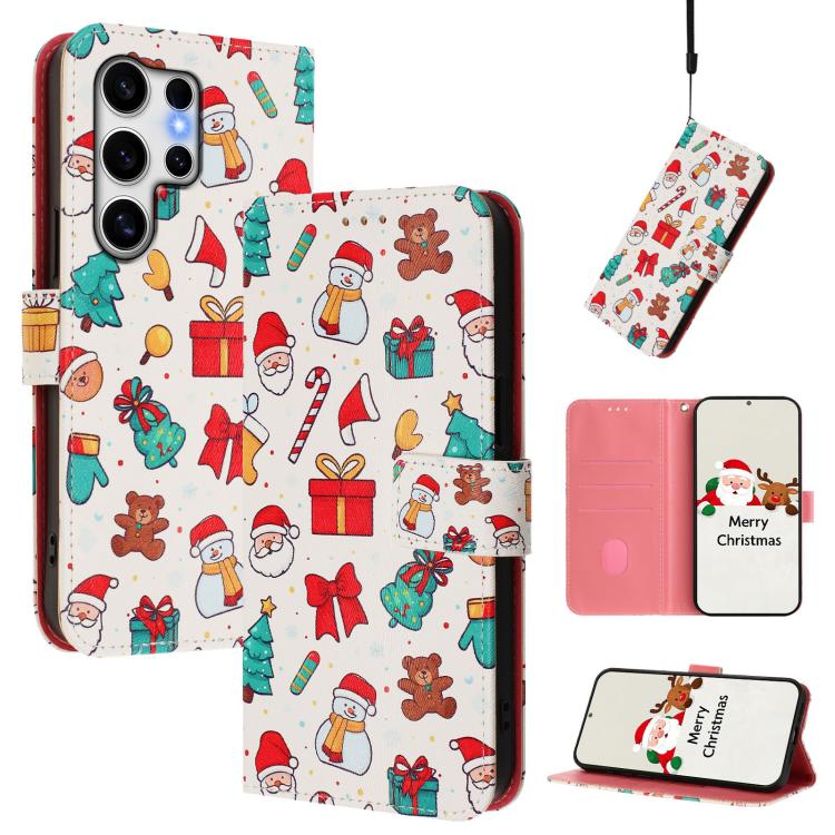 Christmas Series Buckle Leather Phone Case with Hand Strap