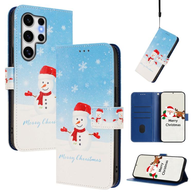 Christmas Series Buckle Leather Phone Case with Hand Strap