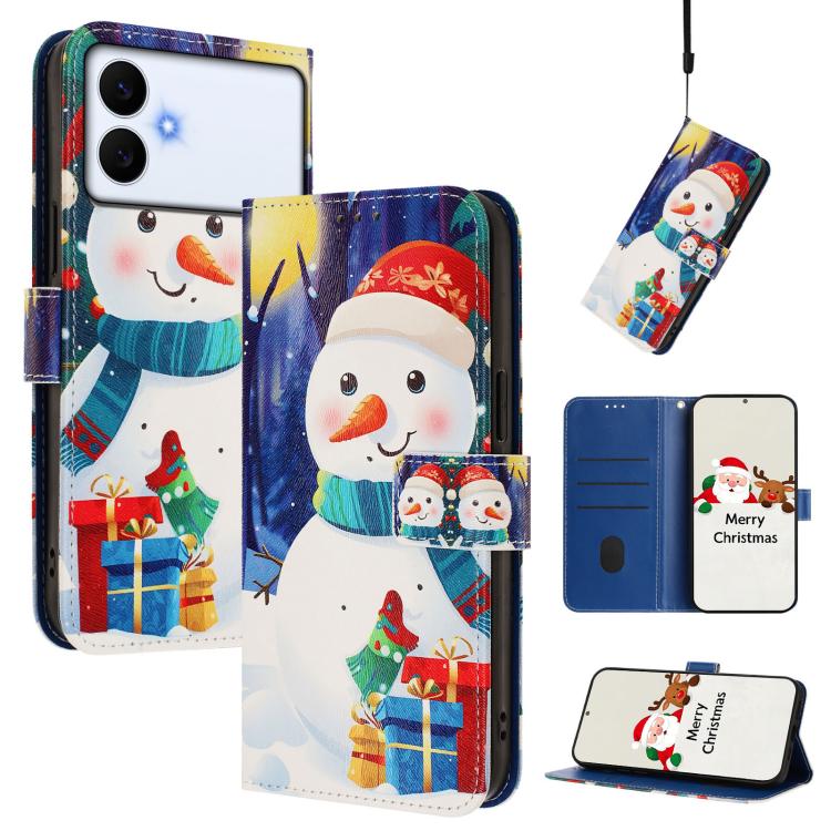 Christmas Series Buckle Leather Phone Case with Hand Strap