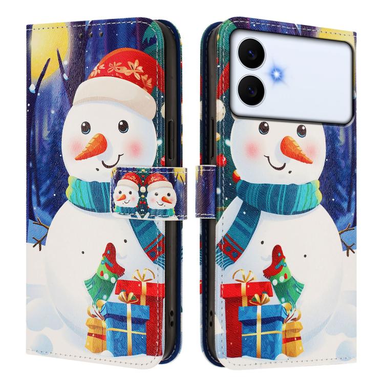 Christmas Series Buckle Leather Phone Case with Hand Strap