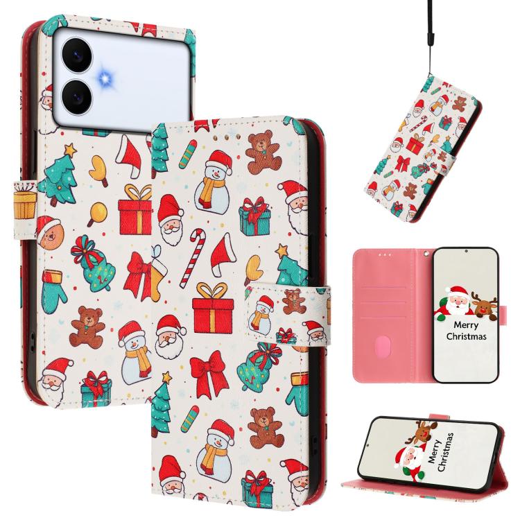 Christmas Series Buckle Leather Phone Case with Hand Strap