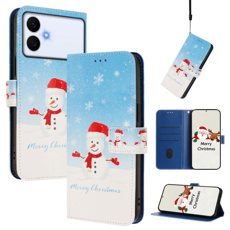 Christmas Series Buckle Leather Phone Case with Hand Strap