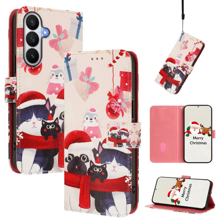 Christmas Series Buckle Leather Phone Case with Hand Strap