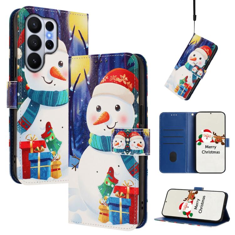 Christmas Series Buckle Leather Phone Case with Hand Strap