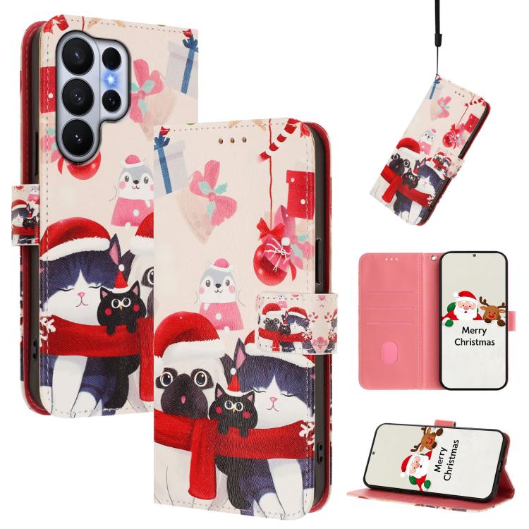 Christmas Series Buckle Leather Phone Case with Hand Strap