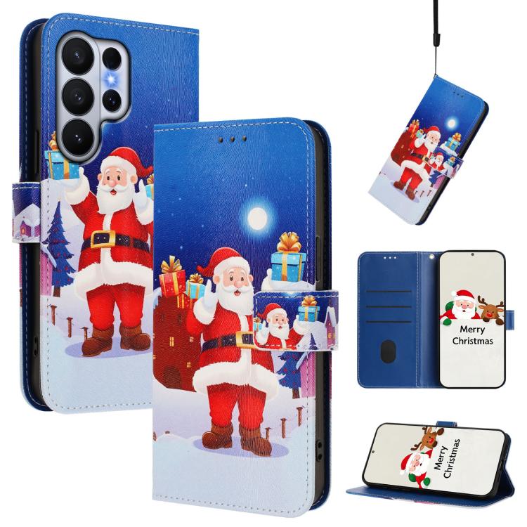 Christmas Series Buckle Leather Phone Case with Hand Strap