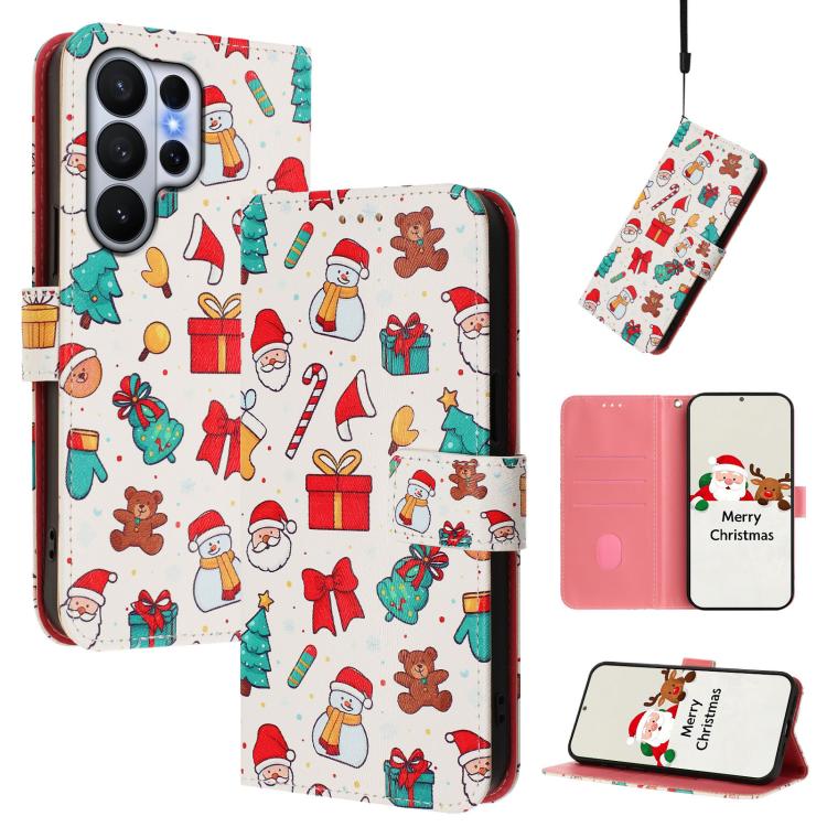 Christmas Series Buckle Leather Phone Case with Hand Strap