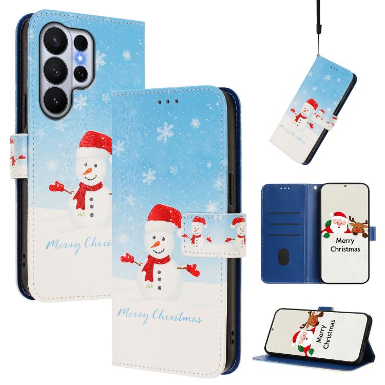Christmas Series Buckle Leather Phone Case with Hand Strap