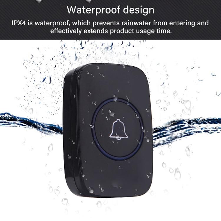 CACAZI A10 300m Long Range No Battery Waterproof LED Light Smart Wireless Doorbell, US Plug, UK Plug