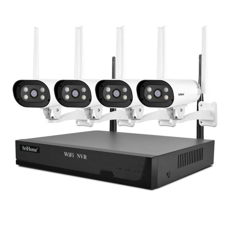 SriHome NVS001-IPC037 2MP HD 4-CH NVR WiFi IP Camera Kit, EU Plug, US Plug, UK Plug, AU Plug