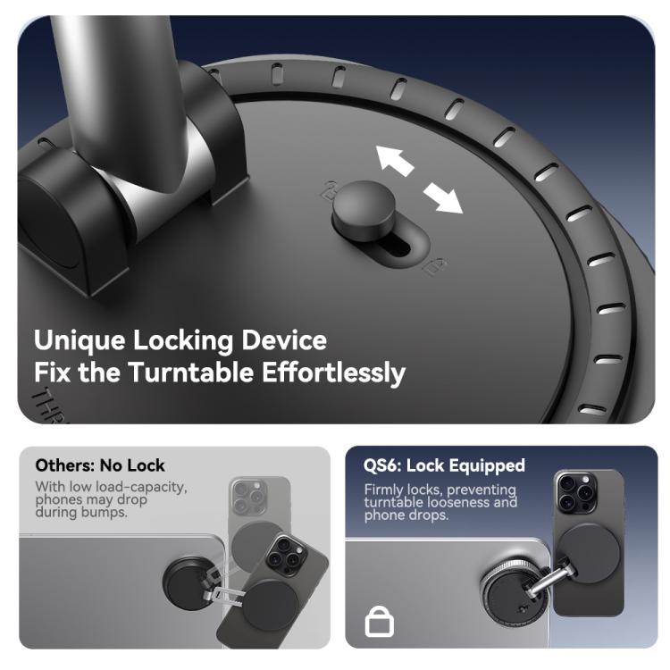 ROCK QS6 Upgraded Vacuum Suction Cup Magnetic Phone Car Holder, QS6