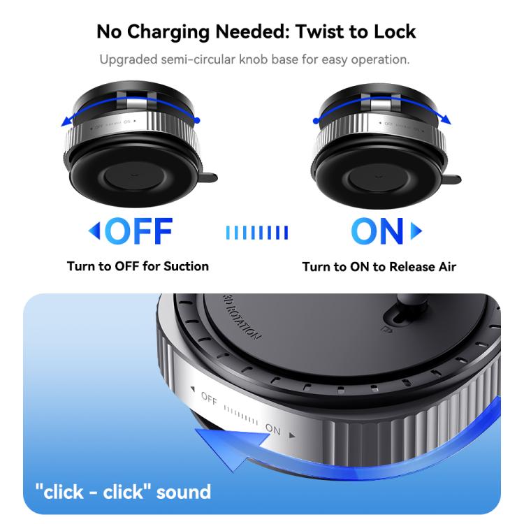 ROCK QS6 Upgraded Vacuum Suction Cup Magnetic Phone Car Holder, QS6