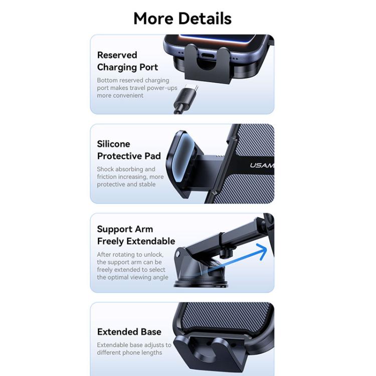 USAMS ZJ086 Car Vacuum Suction Cup Center Console Phone Holder, ZJ086