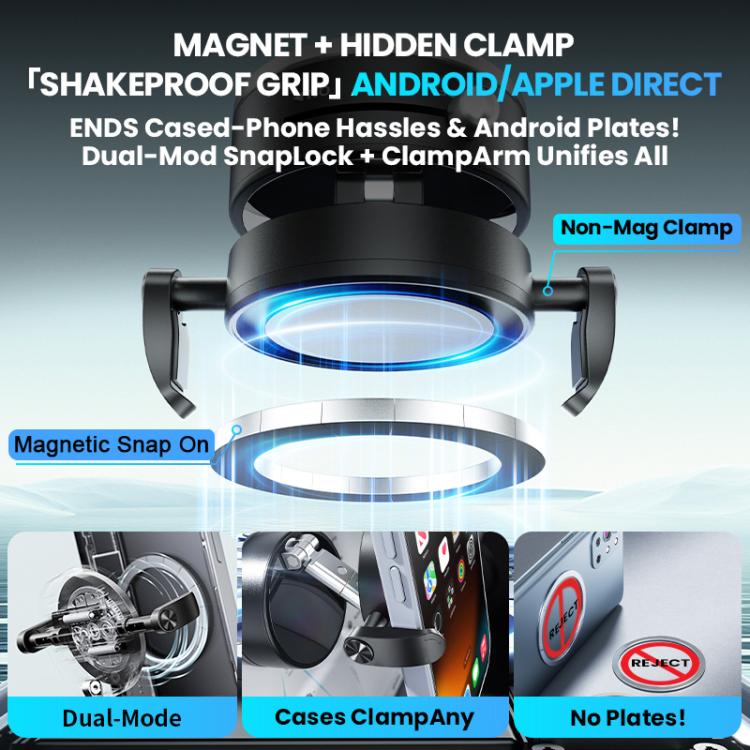 A9 Pro Foldable Clamp-type Nano Vacuum Magnetic 360-degree Rotation Car Phone Holder, A9 Pro (Black), A9 Pro (White)
