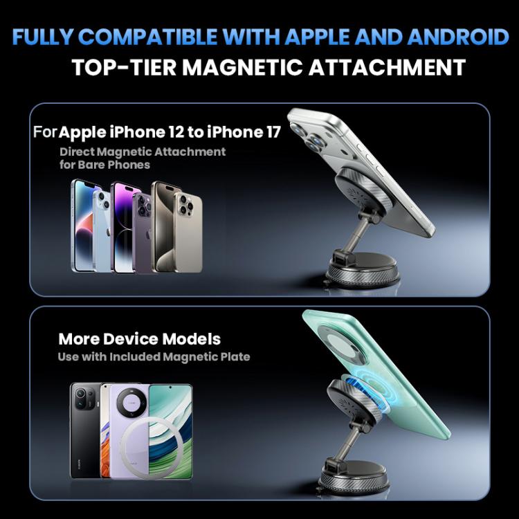 A14 Foldable Vacuum Strong Magnetic Car Wireless Charger Phone Holder, A14 (Black), A14 (Orange)