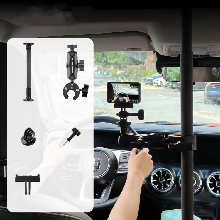 In-Car Camera Adjustable Mount Support Pole Extension Rod, 52-81.5cm Basic, 70-121cm Extended, Basic 4 in 1 Set with Crab Clip, Extend 4 in 1 Set with Crab Clip, Basic 5 in 1 Set with Clip Pocket Frame, Extend 5 in 1 Set with Clip Pocket Frame         ...