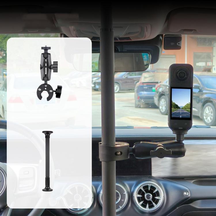 In-Car Camera Adjustable Mount Support Pole Extension Rod, 52-81.5cm Basic, 70-121cm Extended, Basic 4 in 1 Set with Crab Clip, Extend 4 in 1 Set with Crab Clip, Basic 5 in 1 Set with Clip Pocket Frame, Extend 5 in 1 Set with Clip Pocket Frame         ...