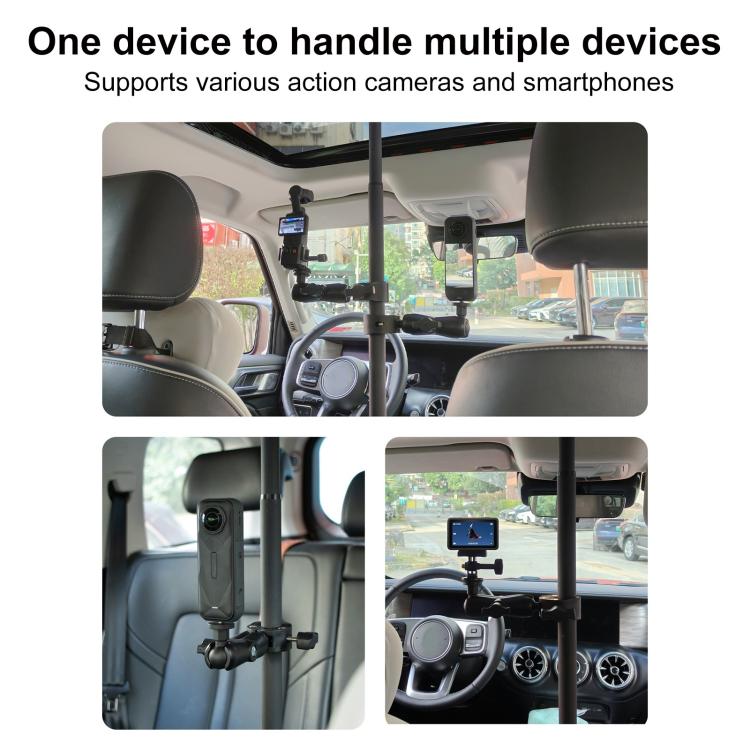 In-Car Camera Adjustable Mount Support Pole Extension Rod, 52-81.5cm Basic, 70-121cm Extended, Basic 4 in 1 Set with Crab Clip, Extend 4 in 1 Set with Crab Clip, Basic 5 in 1 Set with Clip Pocket Frame, Extend 5 in 1 Set with Clip Pocket Frame         ...