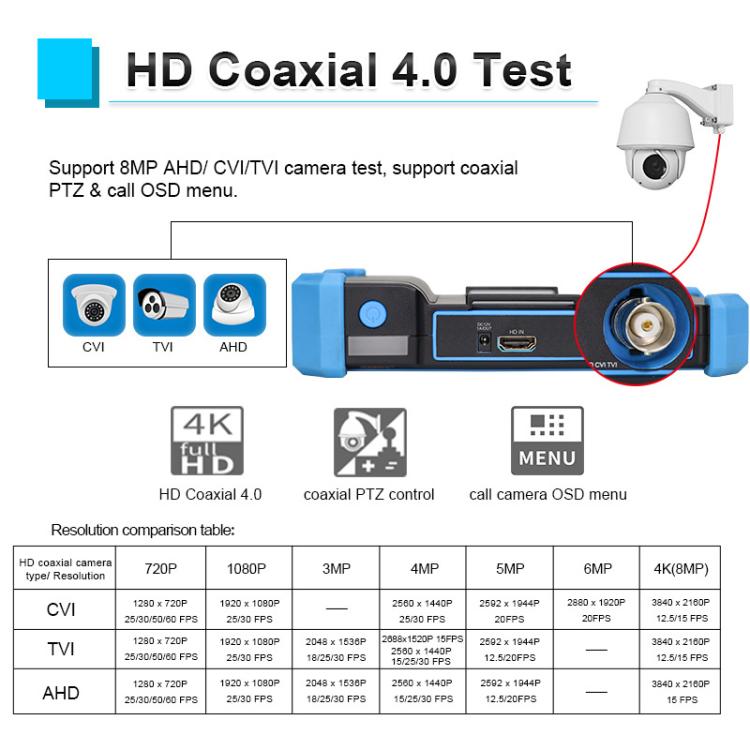 HD-52ACT Pro 5 inch Screen Engineering Treasure Coaxial AHD, CVI, TVI 5 in 1 Video Surveillance Tester, EU Plug, US Plug, UK Plug