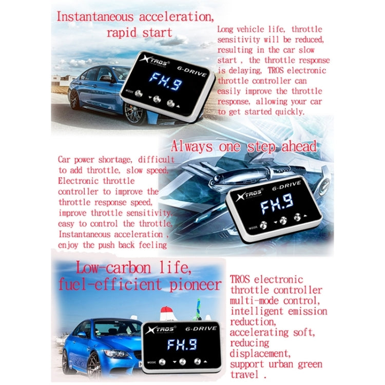TROS TS-6Drive Potent Booster Electronic Throttle Controller, For Peugeot 206 2009+, For Peugeot 207 2009+, For Peugeot 208 2012+, For Peugeot 2008 2013+, For Peugeot 3008 2010+, For Peugeot 308 2009-2013, For Peugeot 407 2008+, For Peugeot Boxer 2011+...
