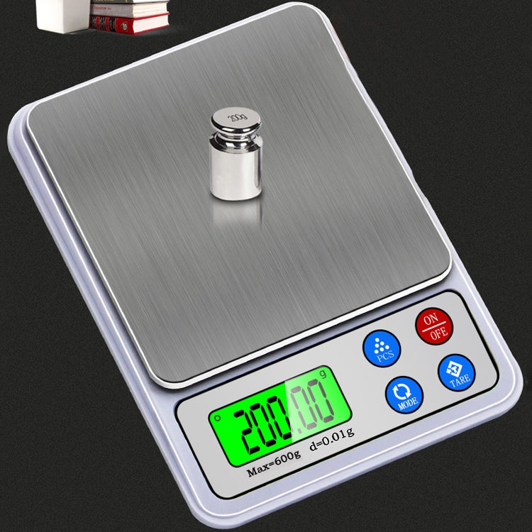 MH-555 600g x 0.01g High Accuracy Digital Electronic Portable Kitchen Scale Balance Device with 2.2 inch LCD Screen, 600g/0.01g