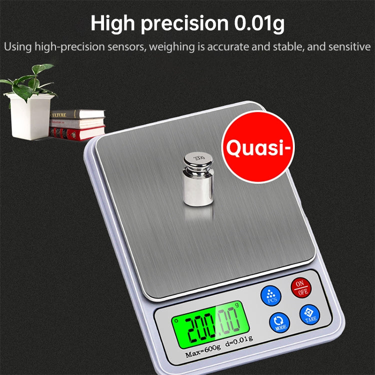 MH-555 600g x 0.01g High Accuracy Digital Electronic Portable Kitchen Scale Balance Device with 2.2 inch LCD Screen, 600g/0.01g