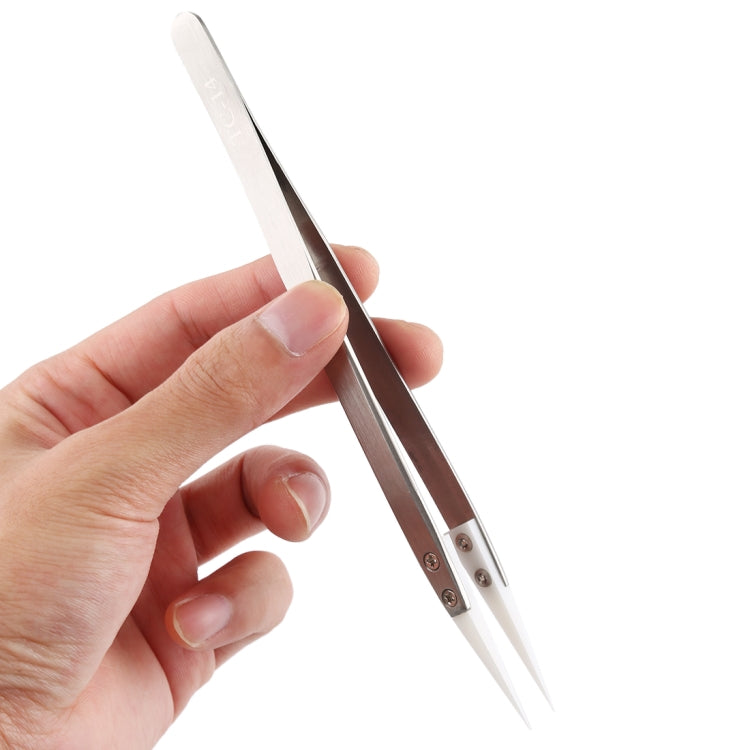 TC-14 Stainless Steel High Temperature Resistance Ceramic Tip Tweezers, TC-14