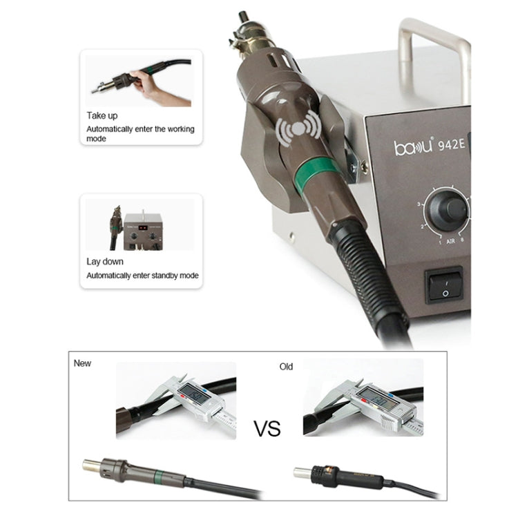 BAKU BA-942E 220V Digital Display Adjustable Temperature Hot Air Gun Desoldering Station Set, EU Plug, BA-942E
