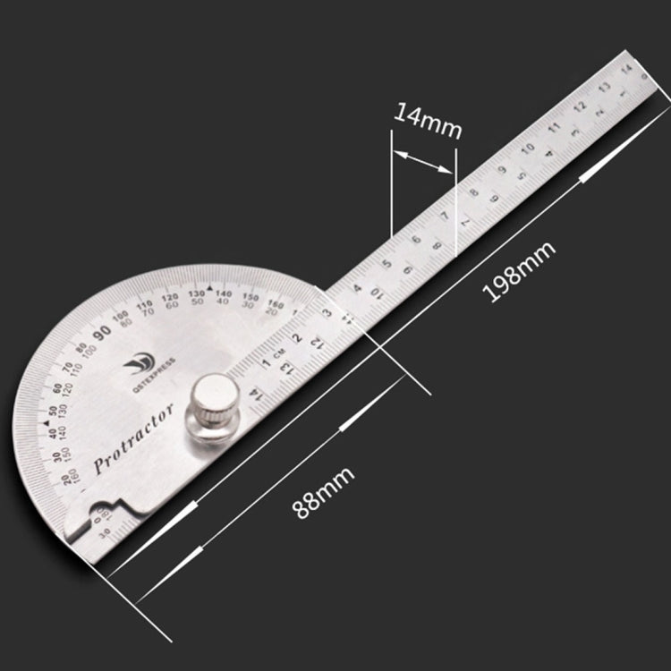 0-180 Degree Stainless Steel Protractor Angle Finder with 0-145mm Arm Measuring Ruler Tool, 0-145mm Ruler